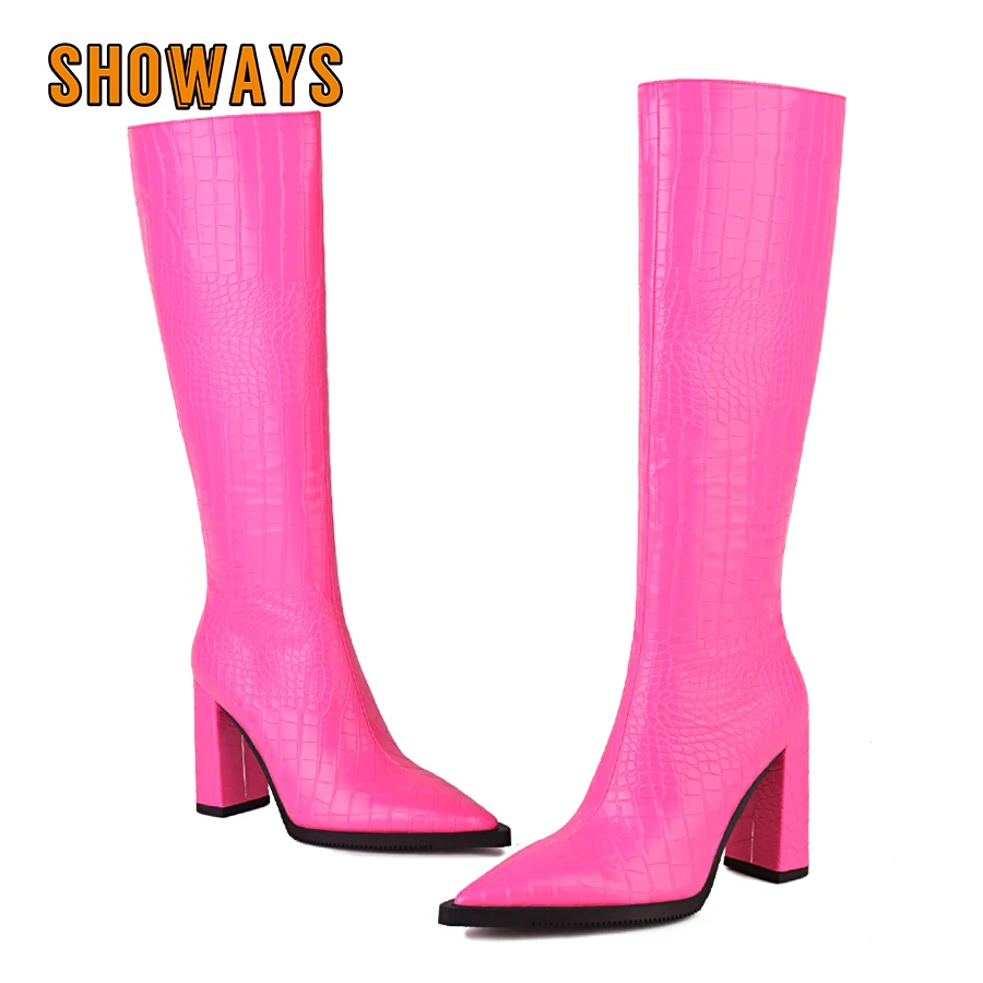 Riding Boot Short - Faux Crocodile Leather Women Knee High