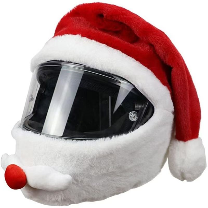 Helmet Full Face - Christmas Santa Helmet Cover Plush Motorcycle