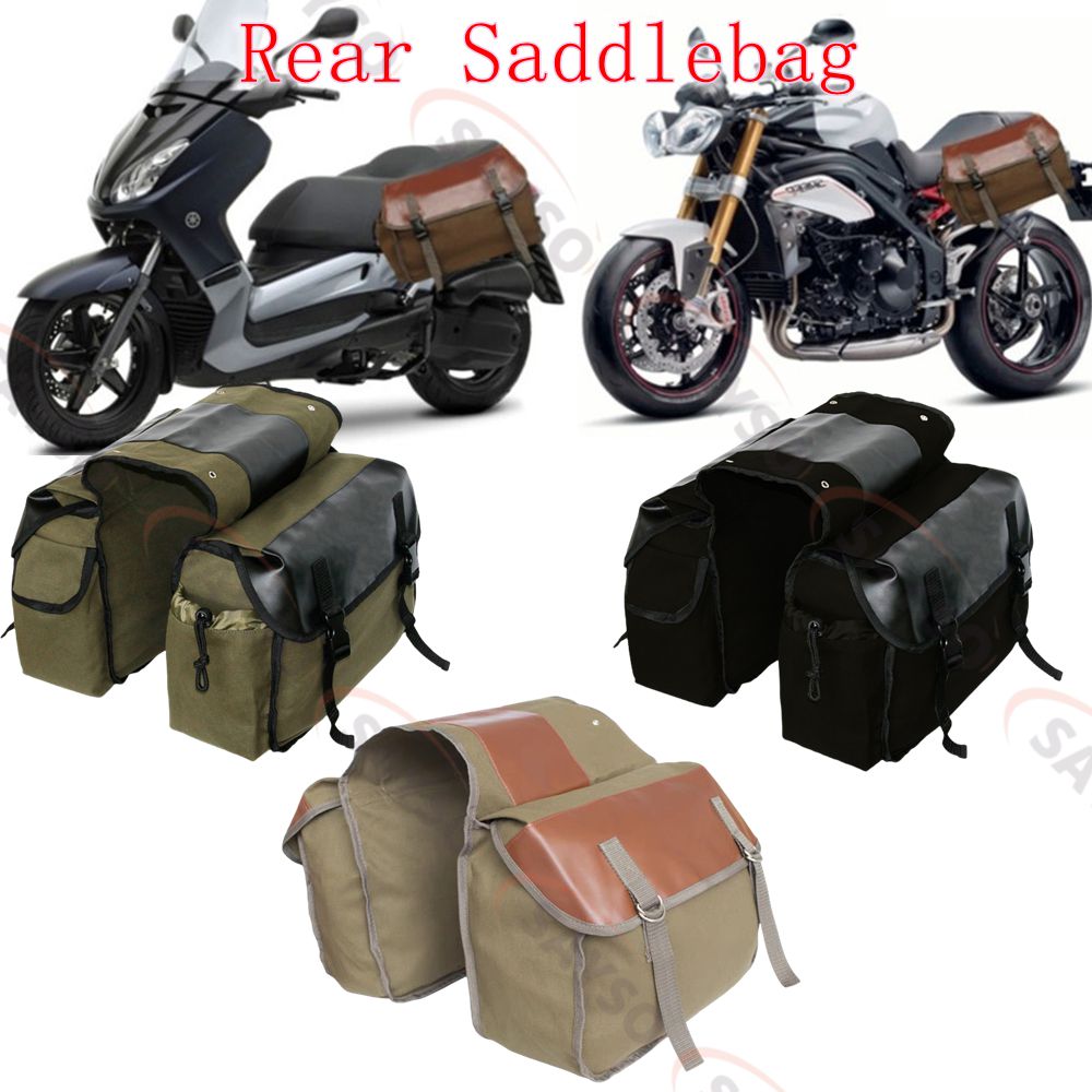 Canvas Leather Rear Saddlebag  - Motorcycle Gear Warehouse review and price